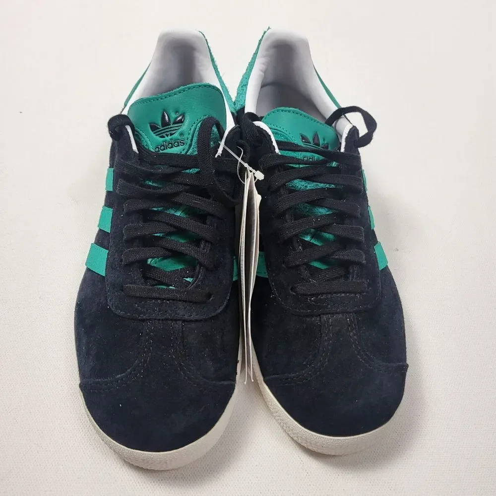Adidas‎ Originals Gazelle Casual Shoes Black/Teal Green/Gold Metallic Mens 5 W 6
